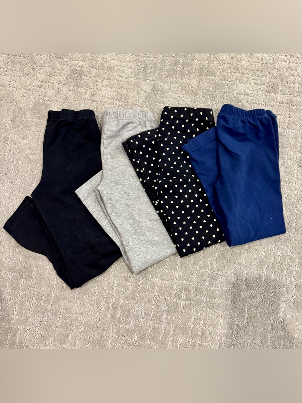 Hanna Andersson Girls' Leggings Set — Black, Gray, Navy, Black white Hearts